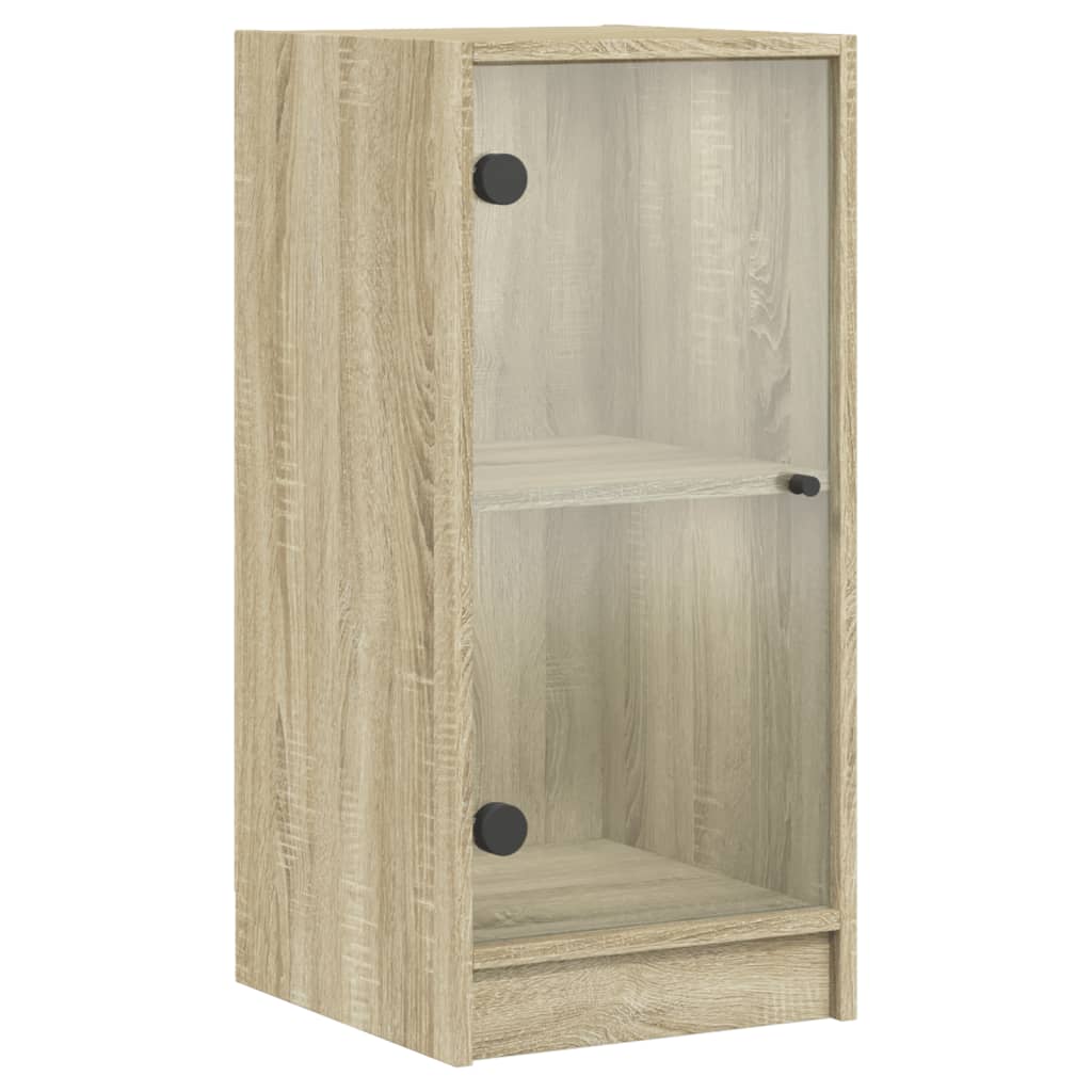 Lateral cabinet with Sonoma oak glass doors 35x37x75.5cm