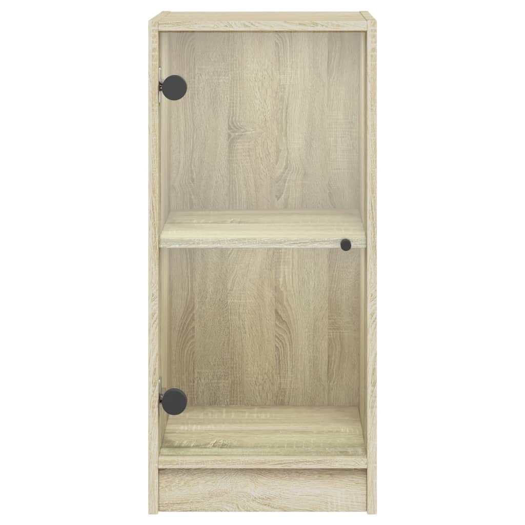 Lateral cabinet with Sonoma oak glass doors 35x37x75.5cm