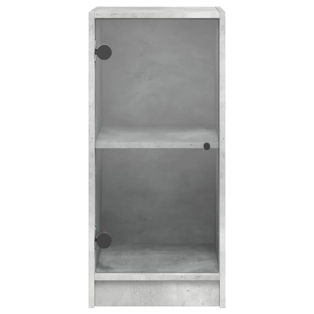 Armoire latérale avec portes en verre gris béton 35x37x75,5 cm