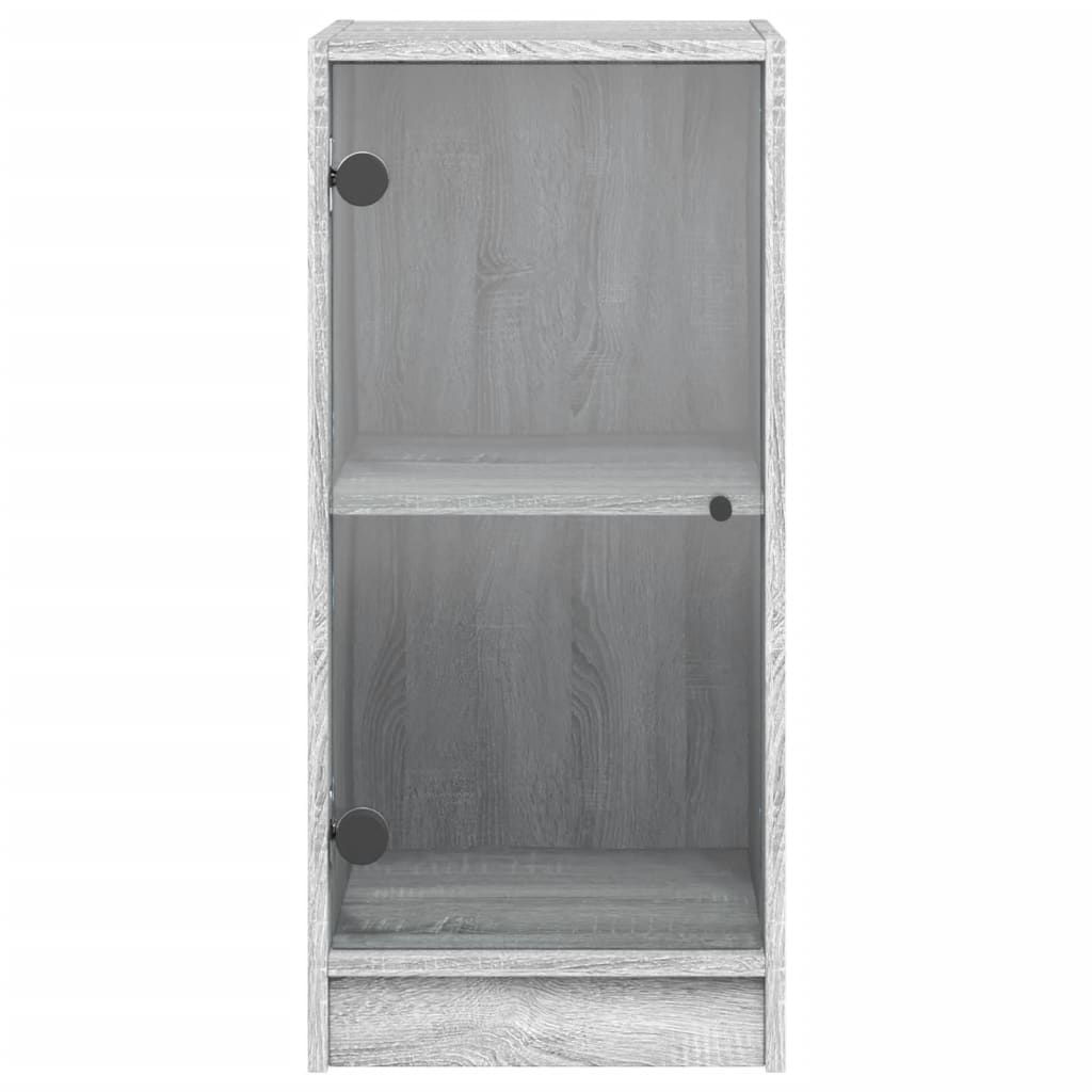 Armoire latérale avec portes en verre sonoma gris 35x37x75,5 cm