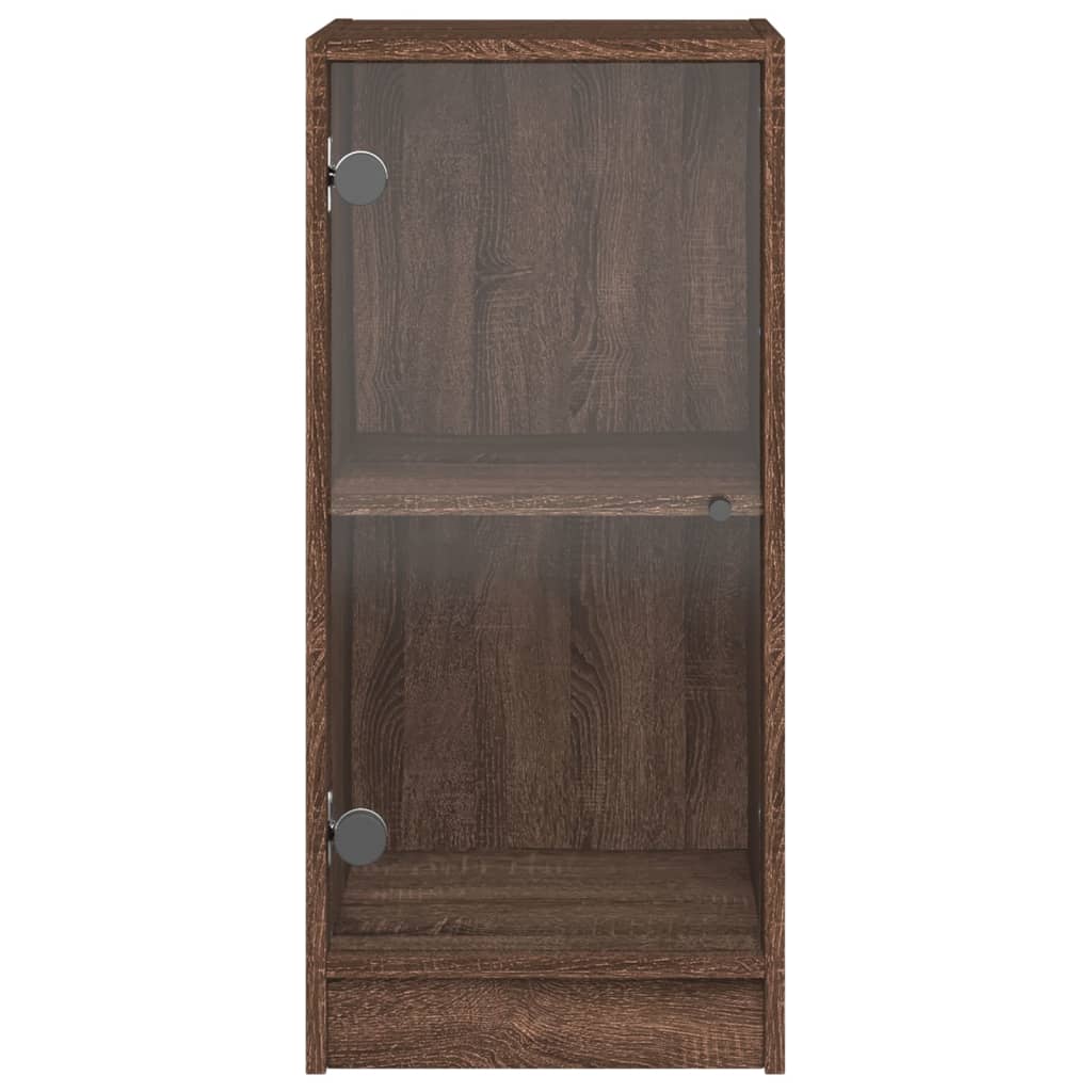Armoire latérale avec portes en verre chêne marron 35x37x75,5cm