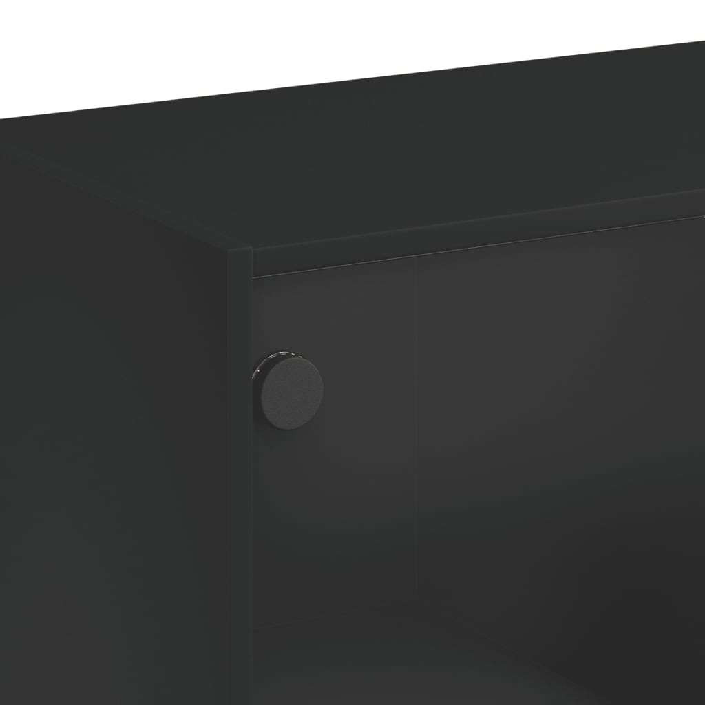 Coffee table with black glass doors 102x50x42 cm