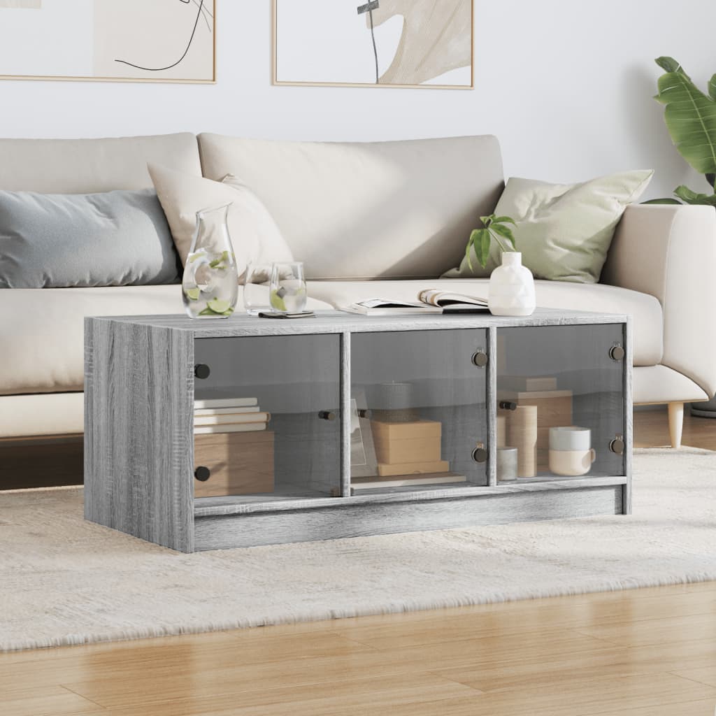 Coffee table with Gray Sonoma Glass Doors 102x50x42 cm