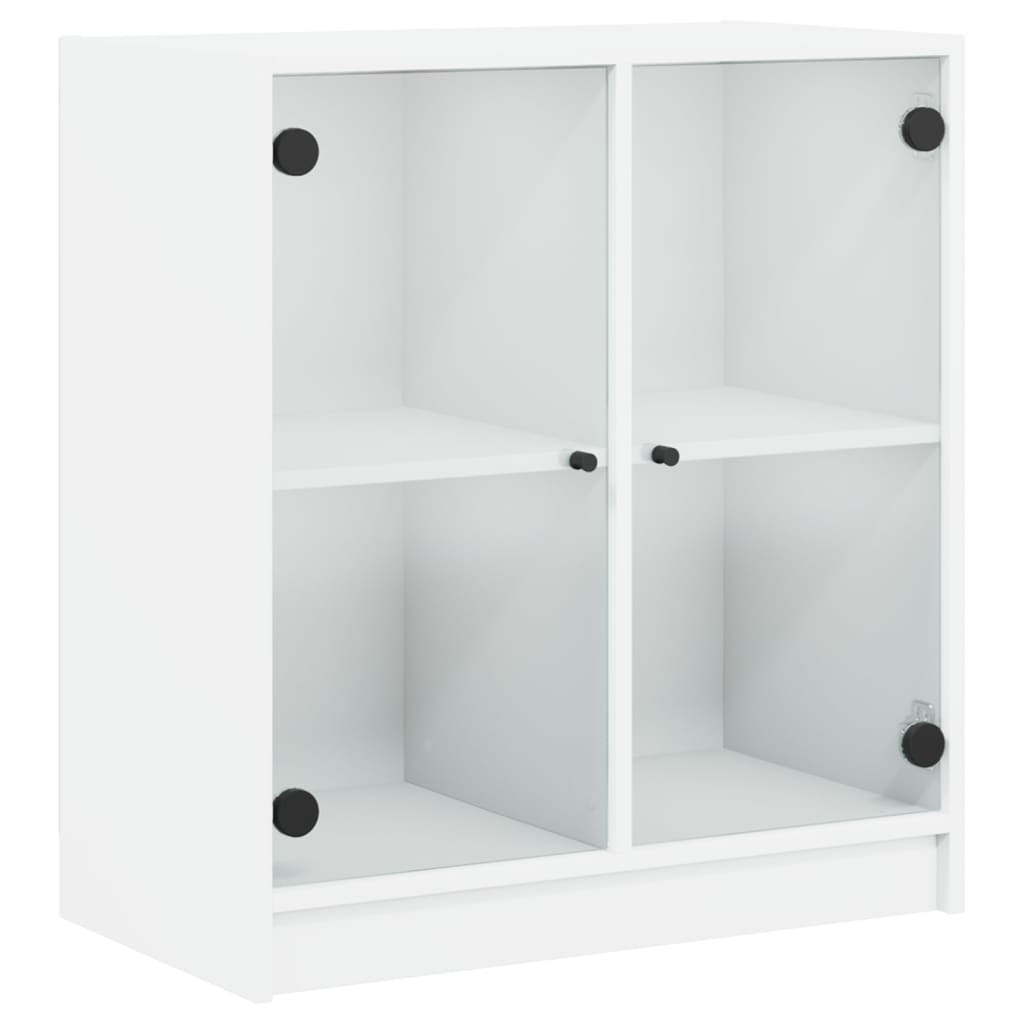 Seitenschrank mit weißen Glastüren 68x37x75,5 cm