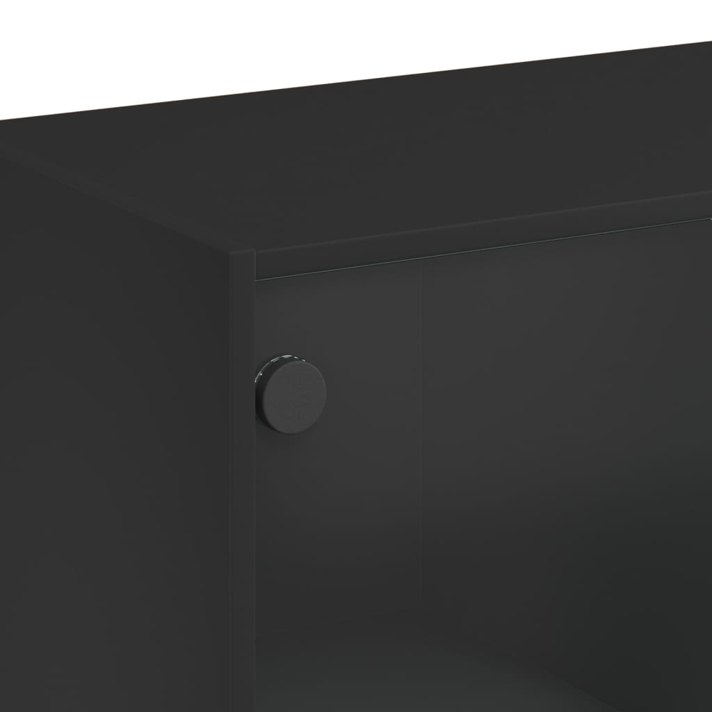 Mobile laterale con ante in vetro nero 68x37x75,5 cm