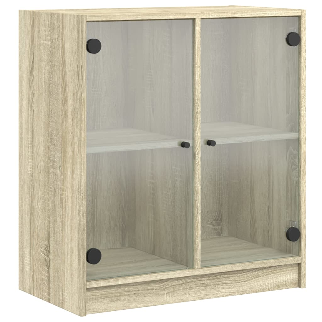 Lateral cabinet with Sonoma oak glass doors 68x37x75.5cm