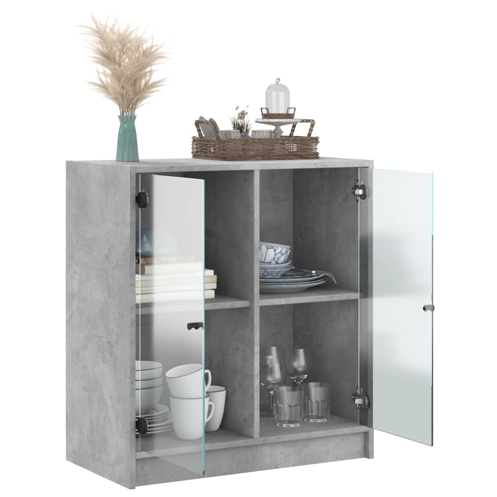 Side cabinet with concrete gray glass doors 68x37x75.5 cm