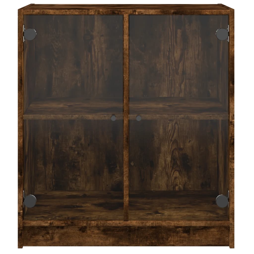Side cabinet with smoked oak glass doors 68x37x75.5 cm
