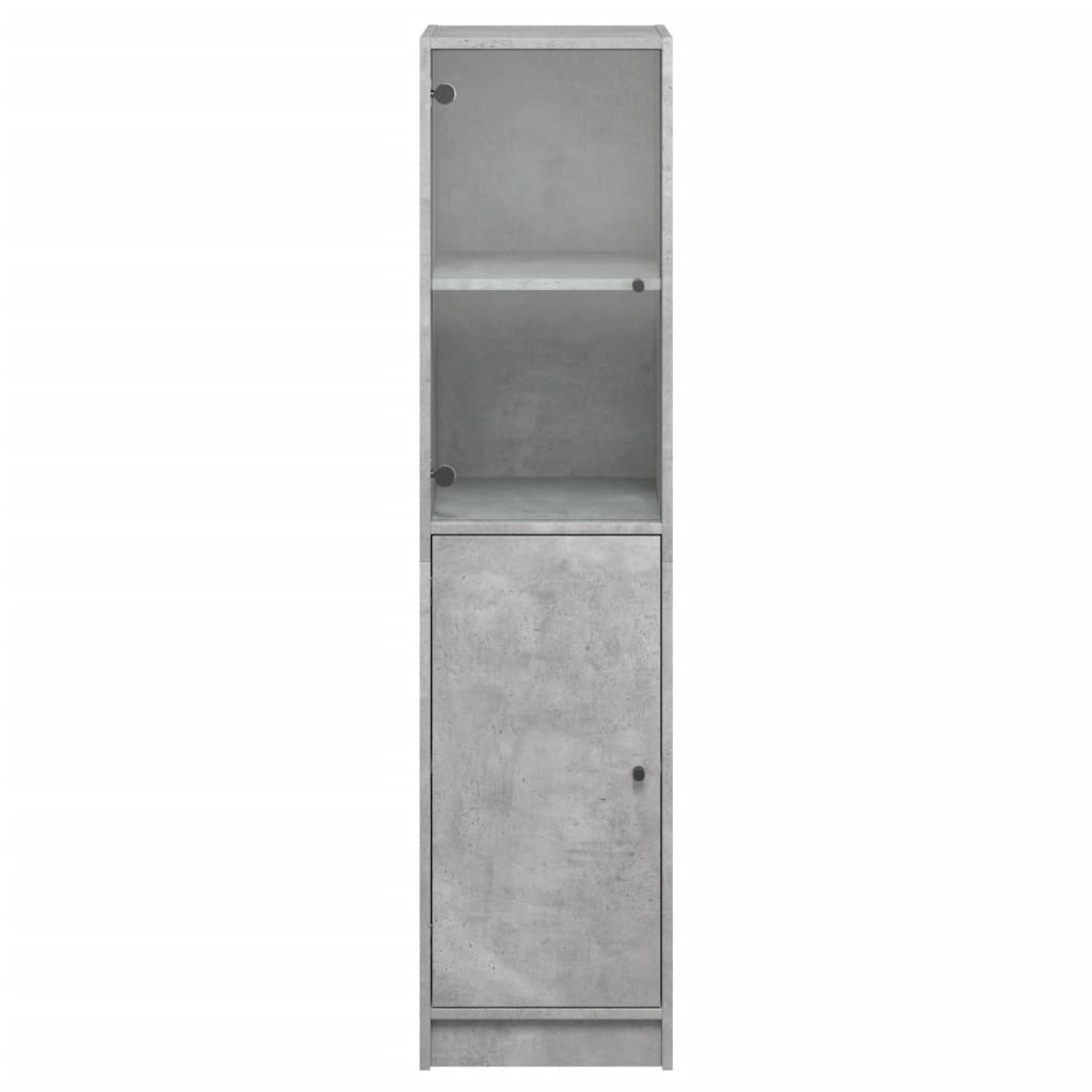 Buffet with Gray Glass Door Concrete 35x37x142 cm