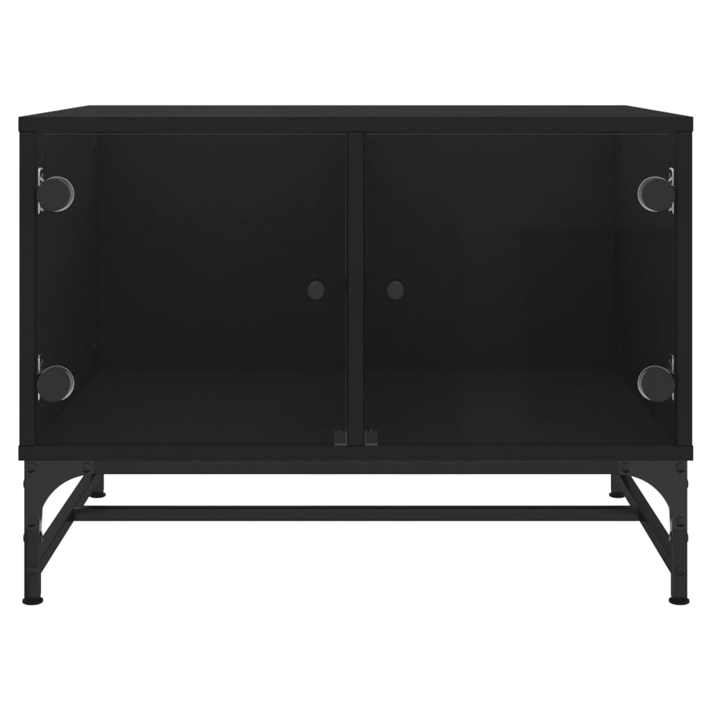 Tavolino con ante in vetro nero 68,5x50x50 cm