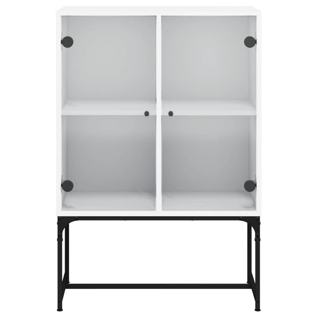 Side cabinet with white glass doors 69x37x100 cm