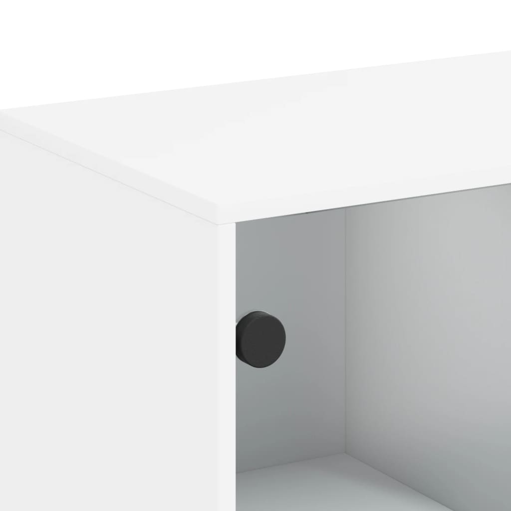 Armoire latérale avec portes en verre blanc 69x37x100 cm