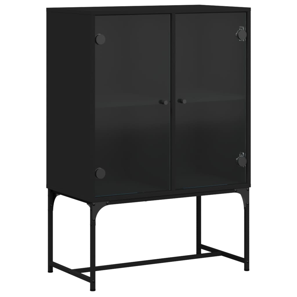 Side cabinet with black glass doors 69x37x100 cm