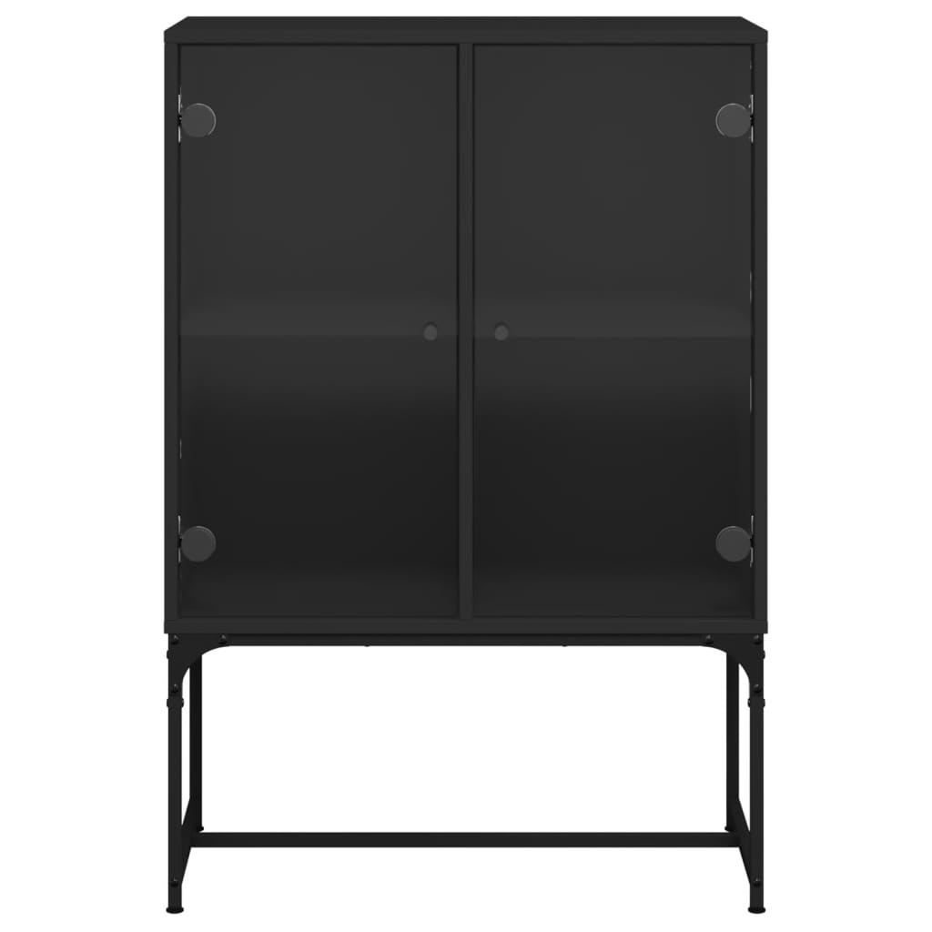 Armoire latérale avec portes en verre noir 69x37x100 cm