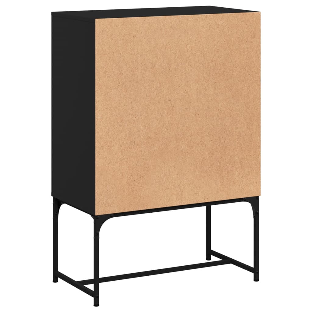 Side cabinet with black glass doors 69x37x100 cm