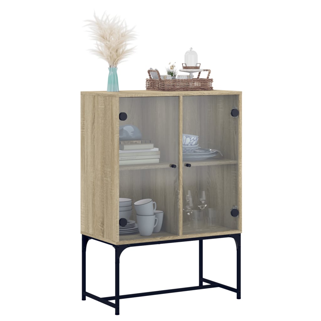 Lateral cabinet with Sonoma oak glass doors 69x37x100 cm