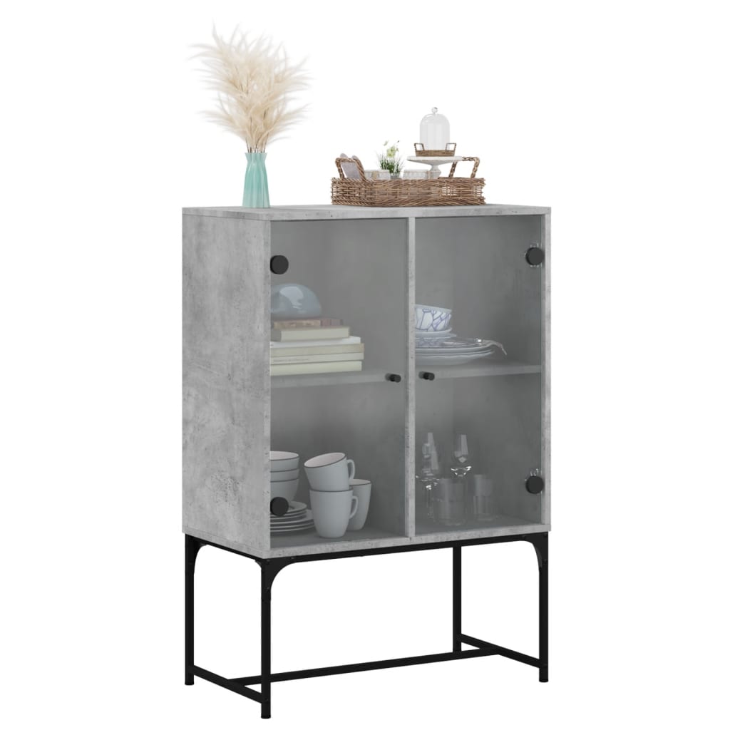 Side cabinet with concrete gray glass doors 69x37x100 cm