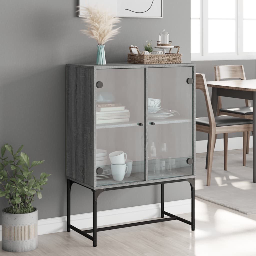 Lateral cabinet with Gray Sonoma Glass Doors 69x37x100 cm