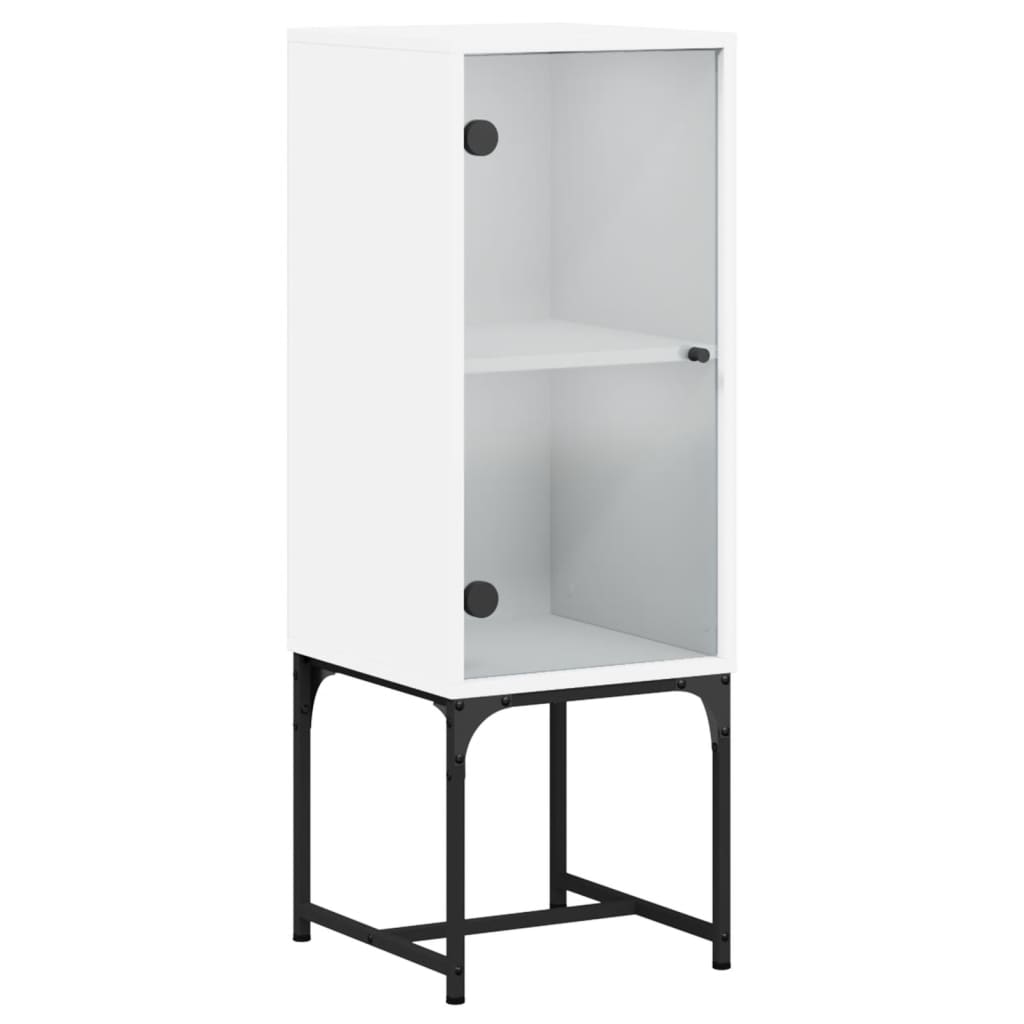 Side cabinet with white glass door 35x37x100 cm