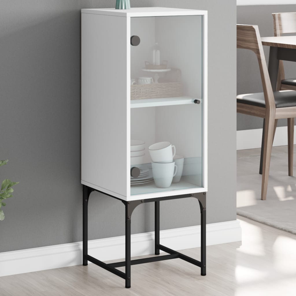 Side cabinet with white glass door 35x37x100 cm