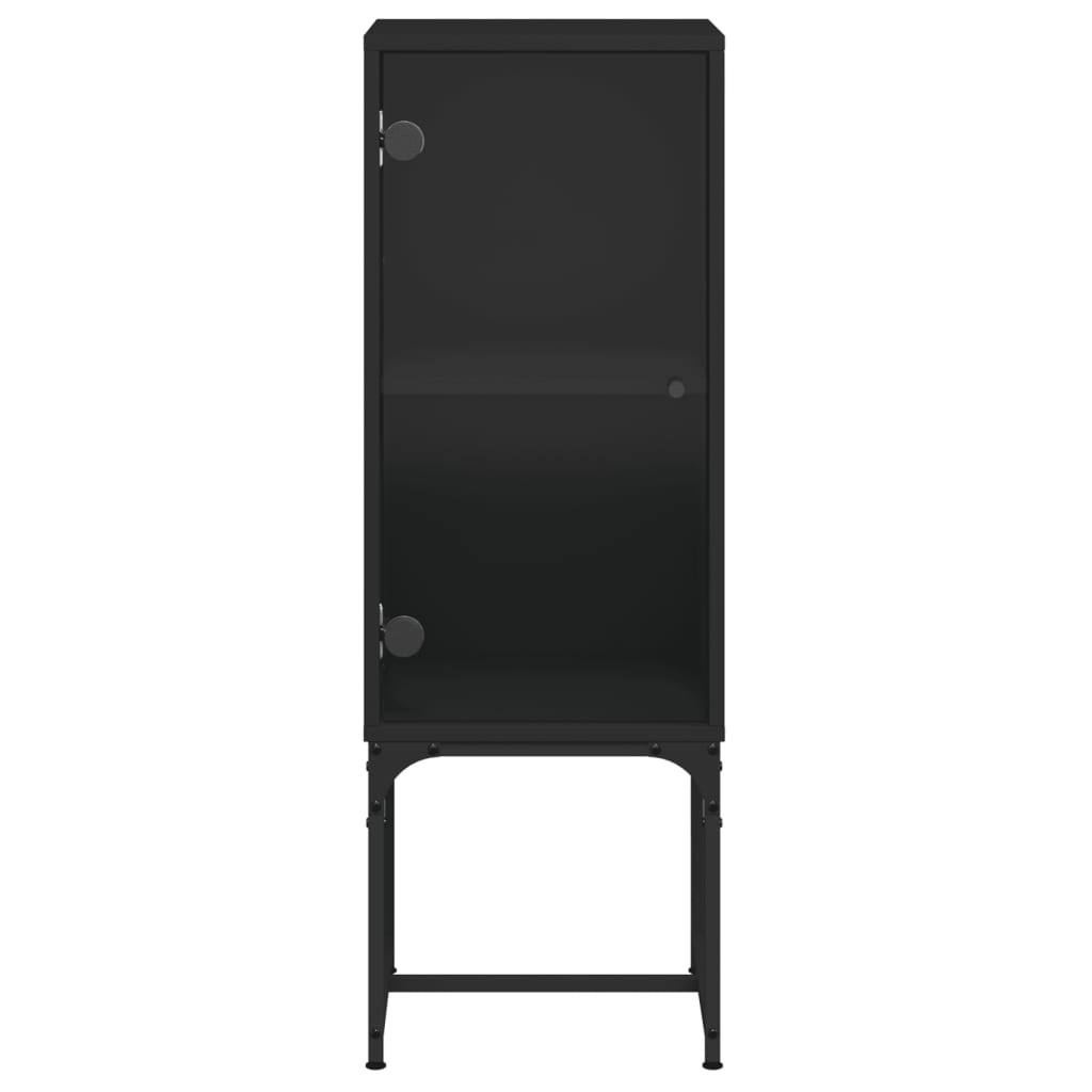 Armoire latérale avec porte en verre noir 35x37x100 cm