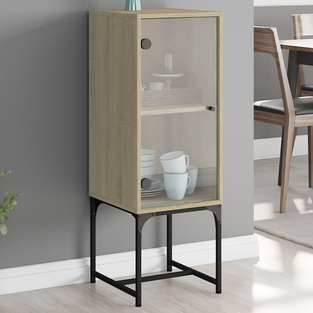 Lateral cabinet with Sonoma oak glass door 35x37x100 cm
