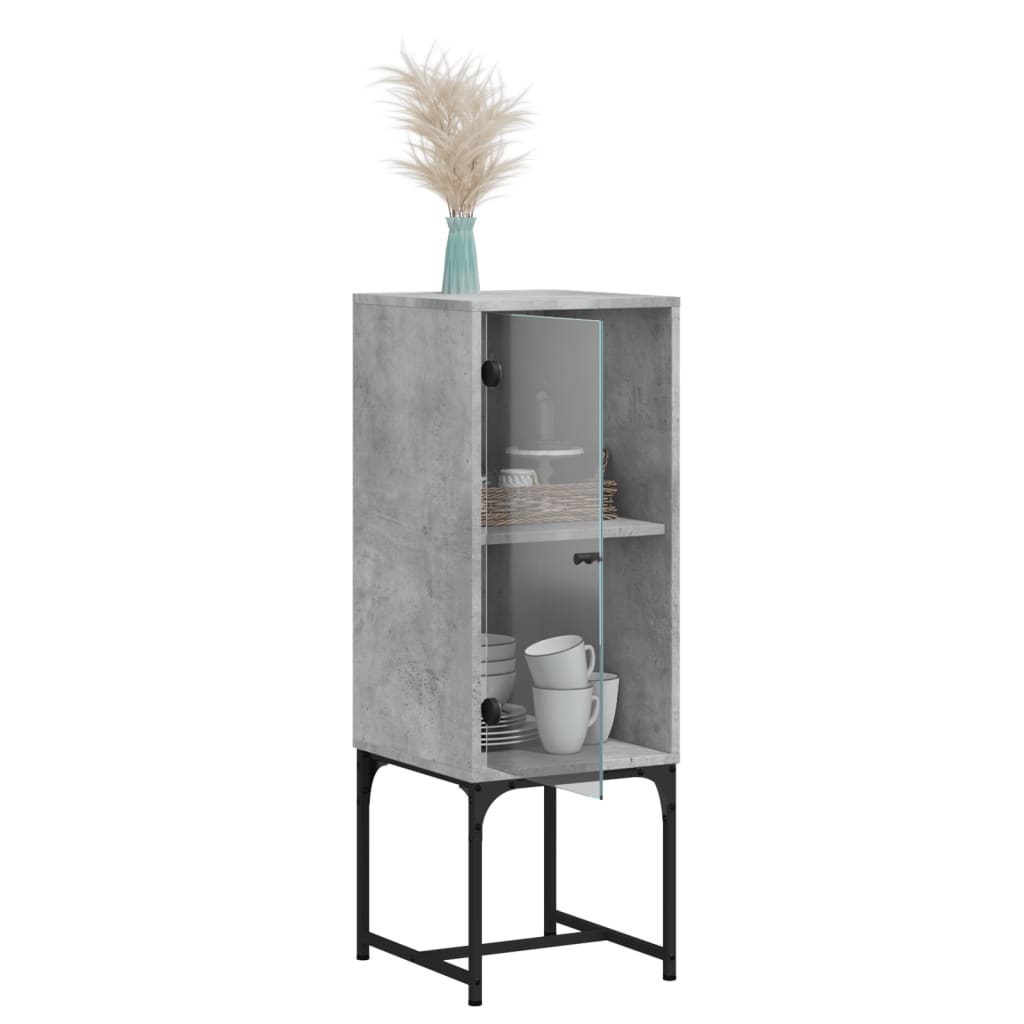Side cabinet with concrete gray glass door 35x37x100 cm
