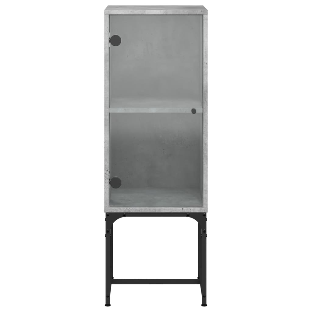 Armoire latérale avec porte en verre gris béton 35x37x100 cm
