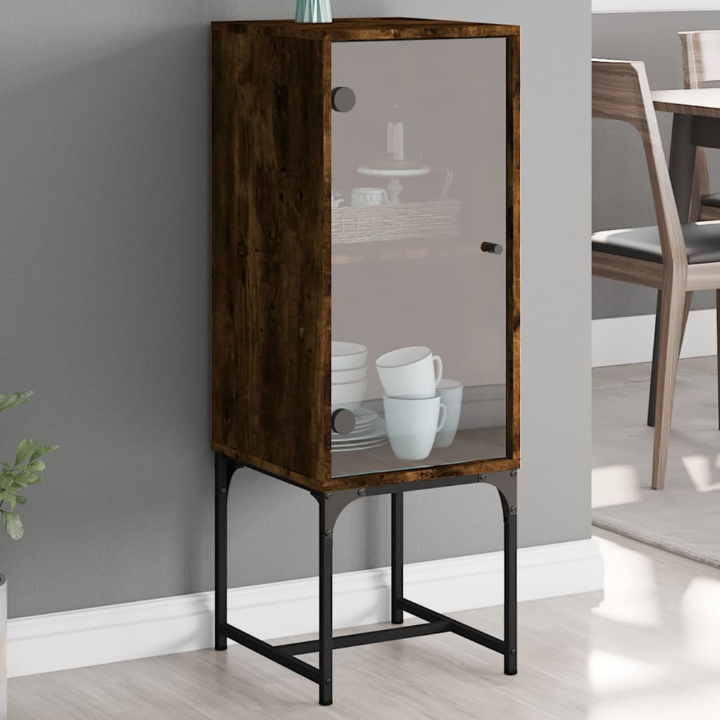 Side cabinet with smoked oak glass door 35x37x100 cm
