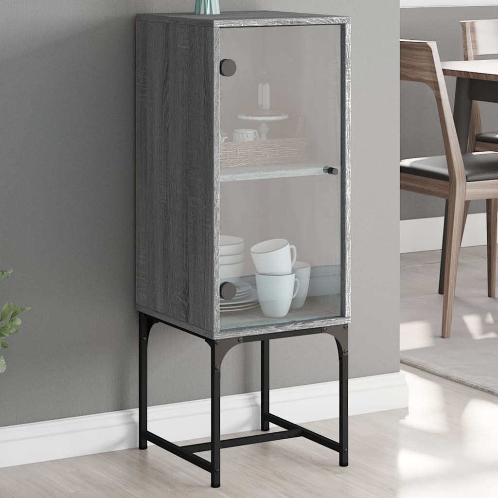 Lateral cabinet with Gray Sonoma Glass Door 35x37x100 cm