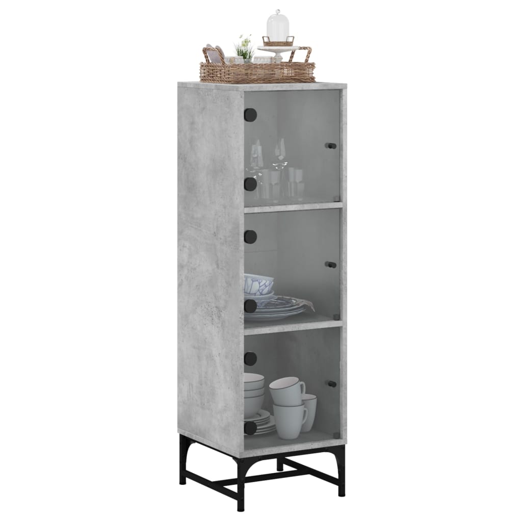 Buffet mit grünen Glastüren Beton 35x37x120 cm