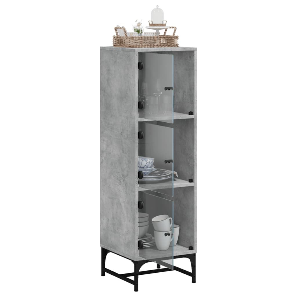 Buffet mit grünen Glastüren Beton 35x37x120 cm