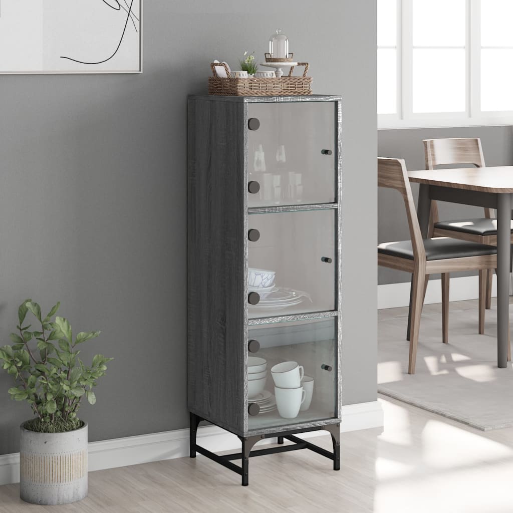 Buffet with 35x37x120 cm Gray Sonoma glass doors