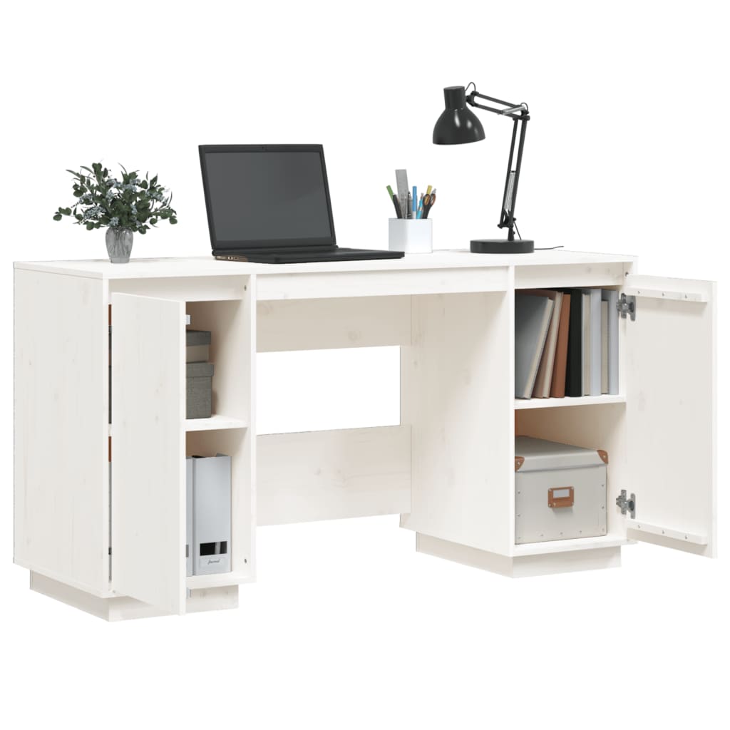 White desk 140x50x75 cm solid pine wood