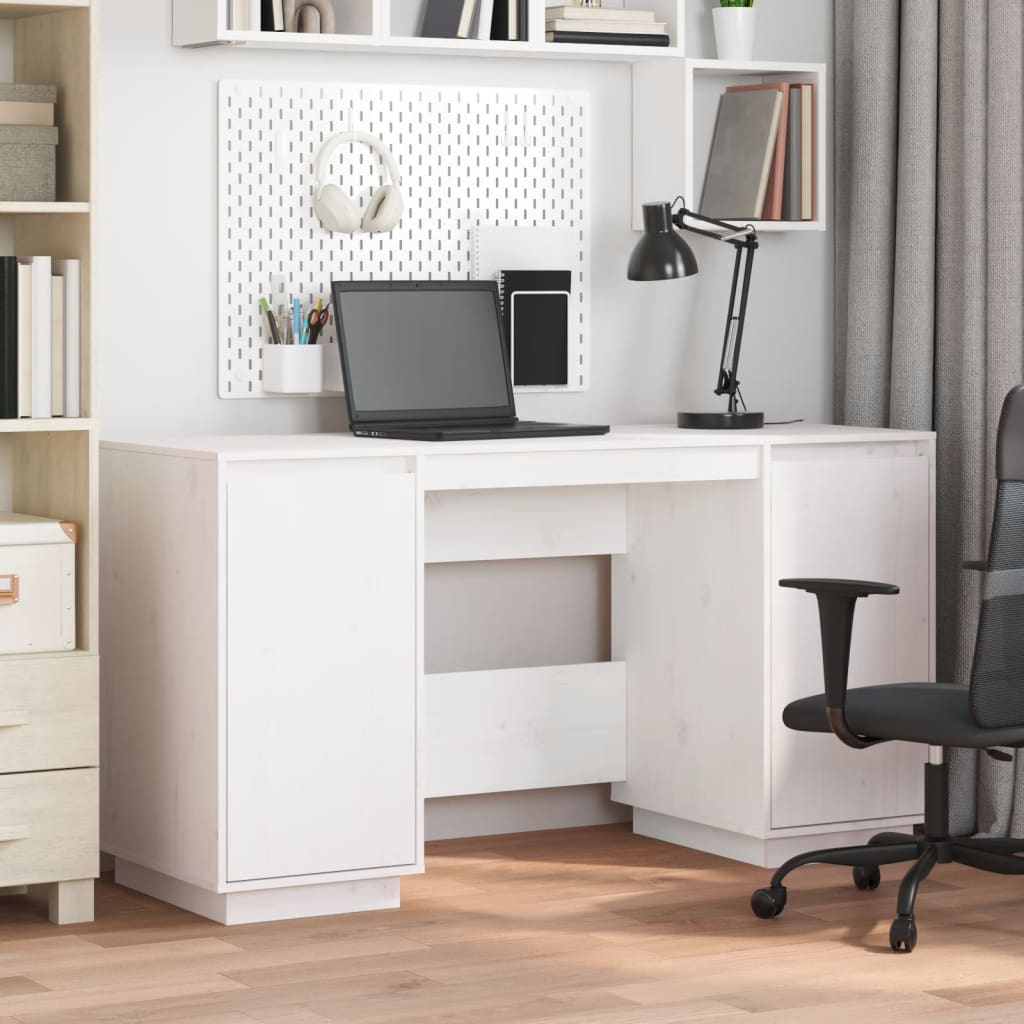 Weißer Schreibtisch 140x50x75 cm Festkiefer Holz