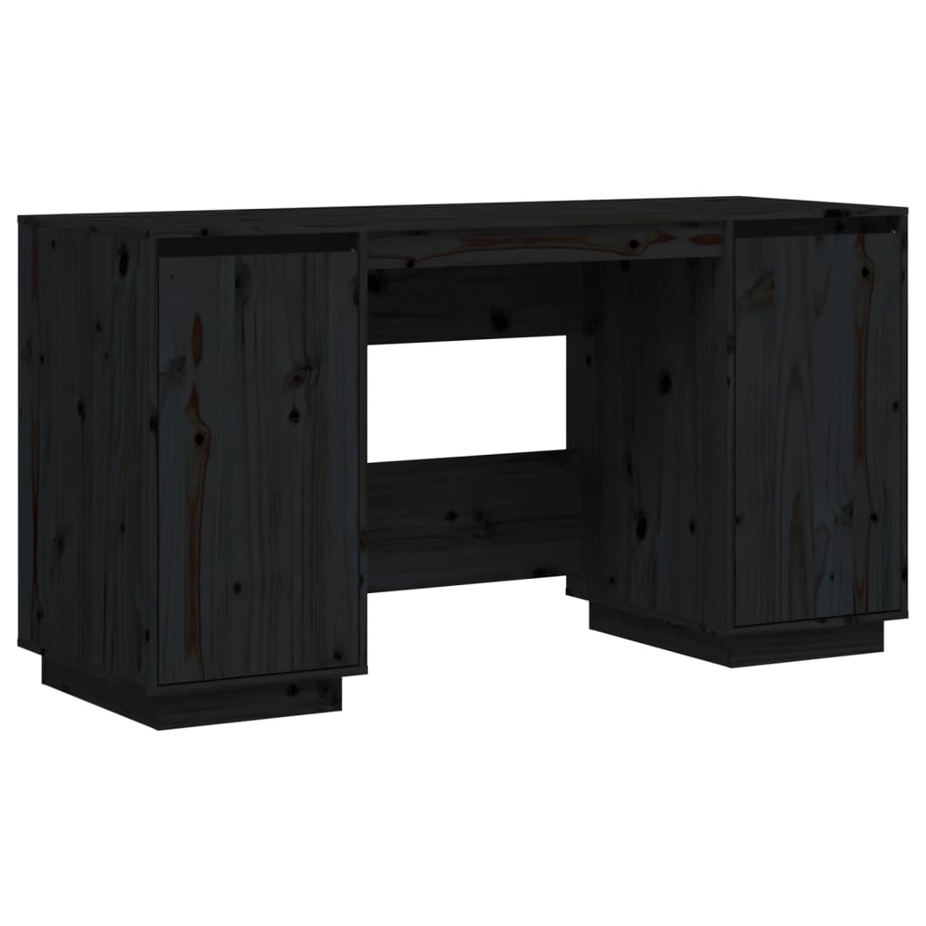Schwarzer Schreibtisch 140x50x75 cm Festkiefer Holz