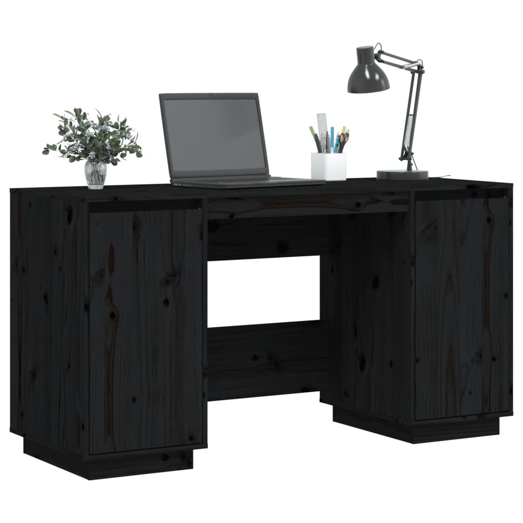 Black desk 140x50x75 cm Solid pine wood