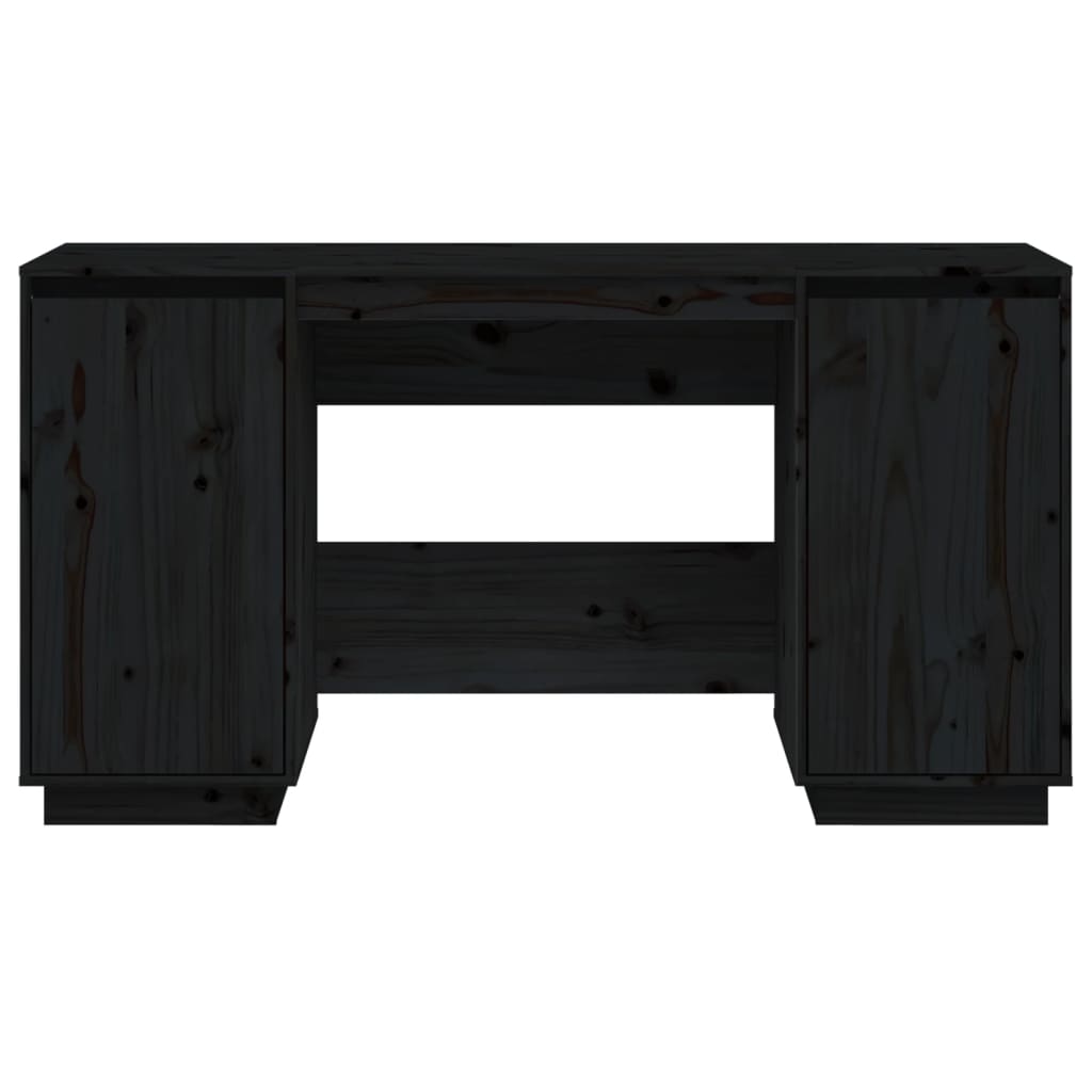 Schwarzer Schreibtisch 140x50x75 cm Festkiefer Holz