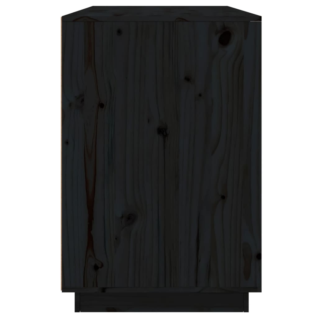 Bureau noir 140x50x75 cm bois massif de pin