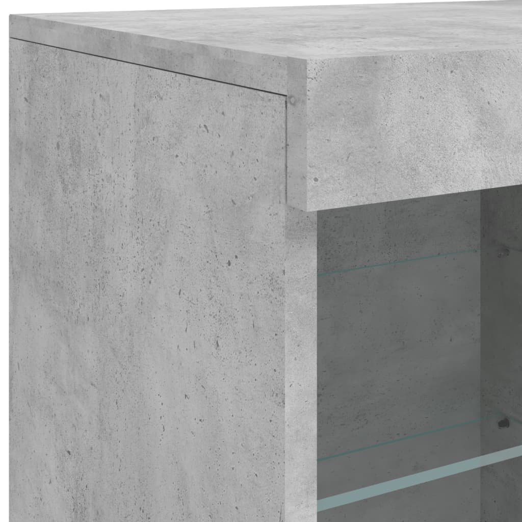 Credenza con luci led grigio cemento 81x37x67 cm