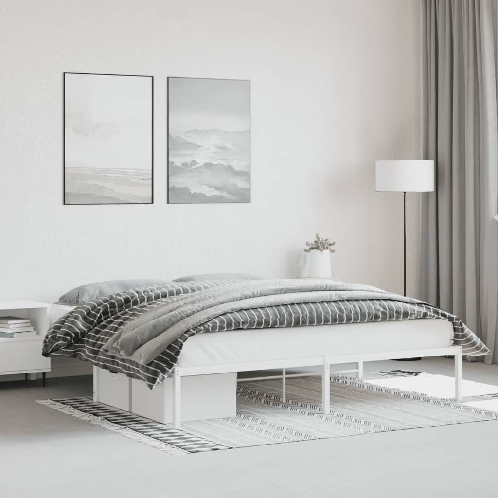 Cadre de lit métal blanc 183x213 cm