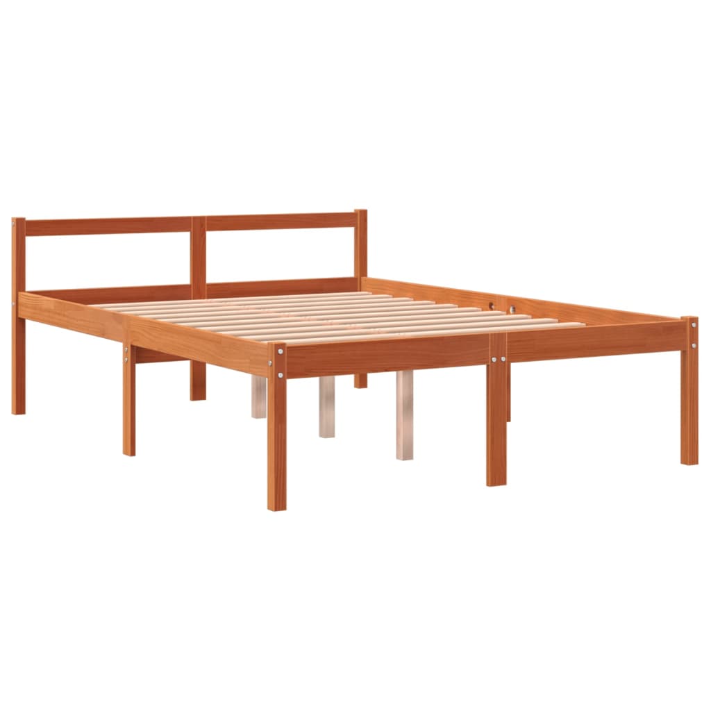 Bed For Elderly Person Brown Wax 135x190cm Solid pine wood