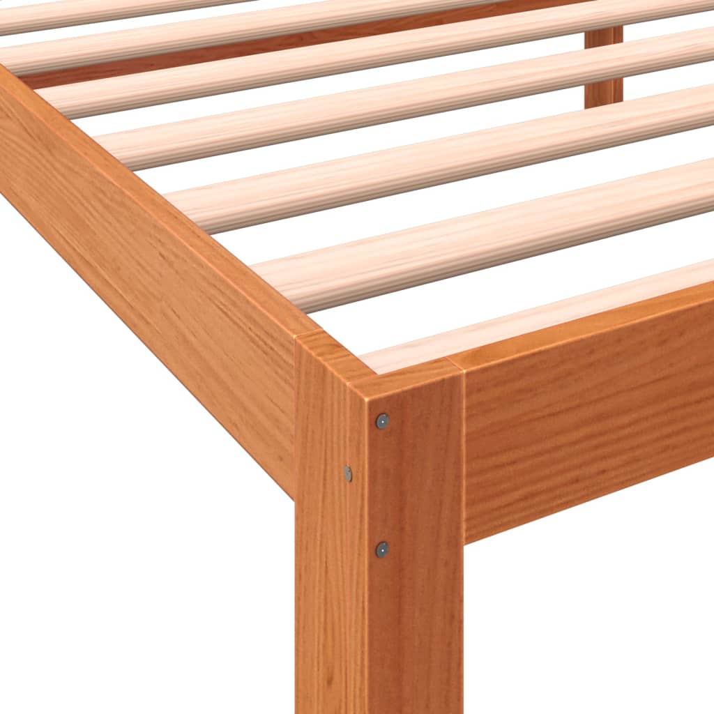 Bed frame with brown wax head 90x190 cm pine wood