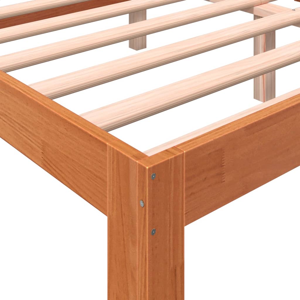 Bed frame and headboard brown wax 150x200 cm pine wood