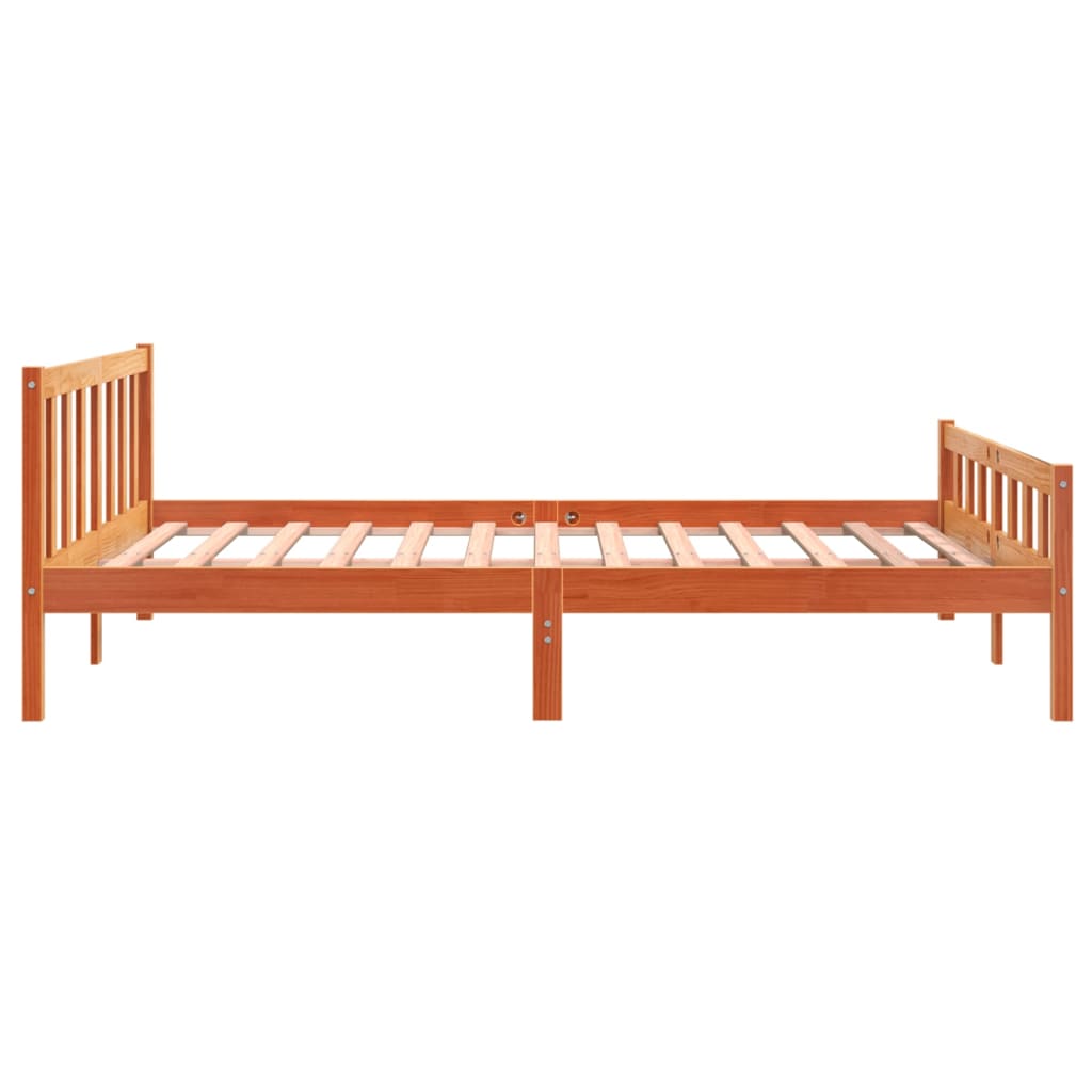 Cadre de lit et tête de lit cire marron 160x200 cm bois de pin