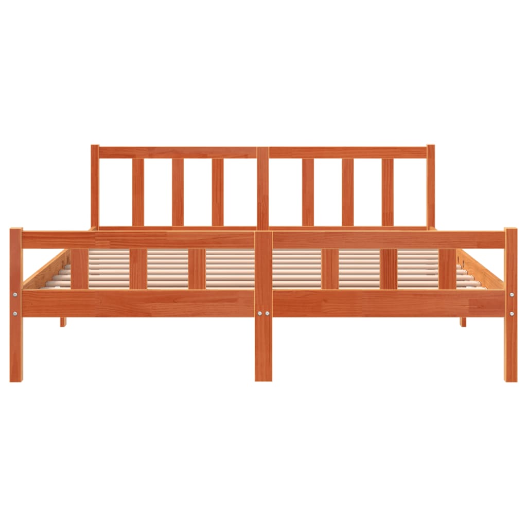 Cadre de lit et tête de lit cire marron 180x200 cm bois de pin