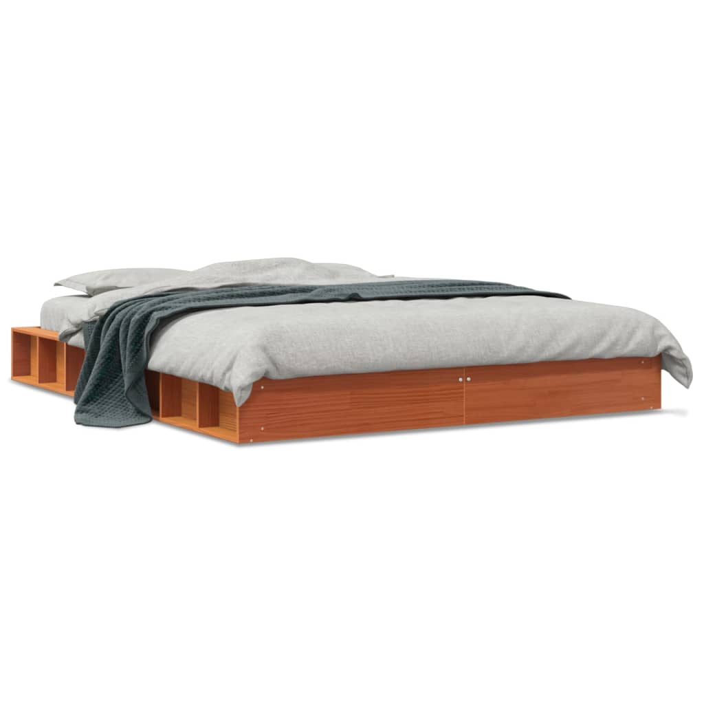 Brown wax bed 160x200 cm solid pine wood