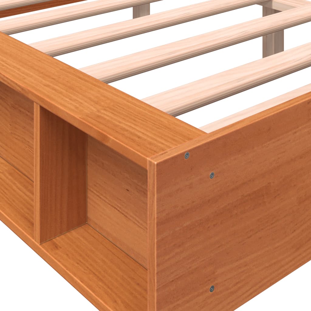Brown wax bed 135x190 cm solid pine wood