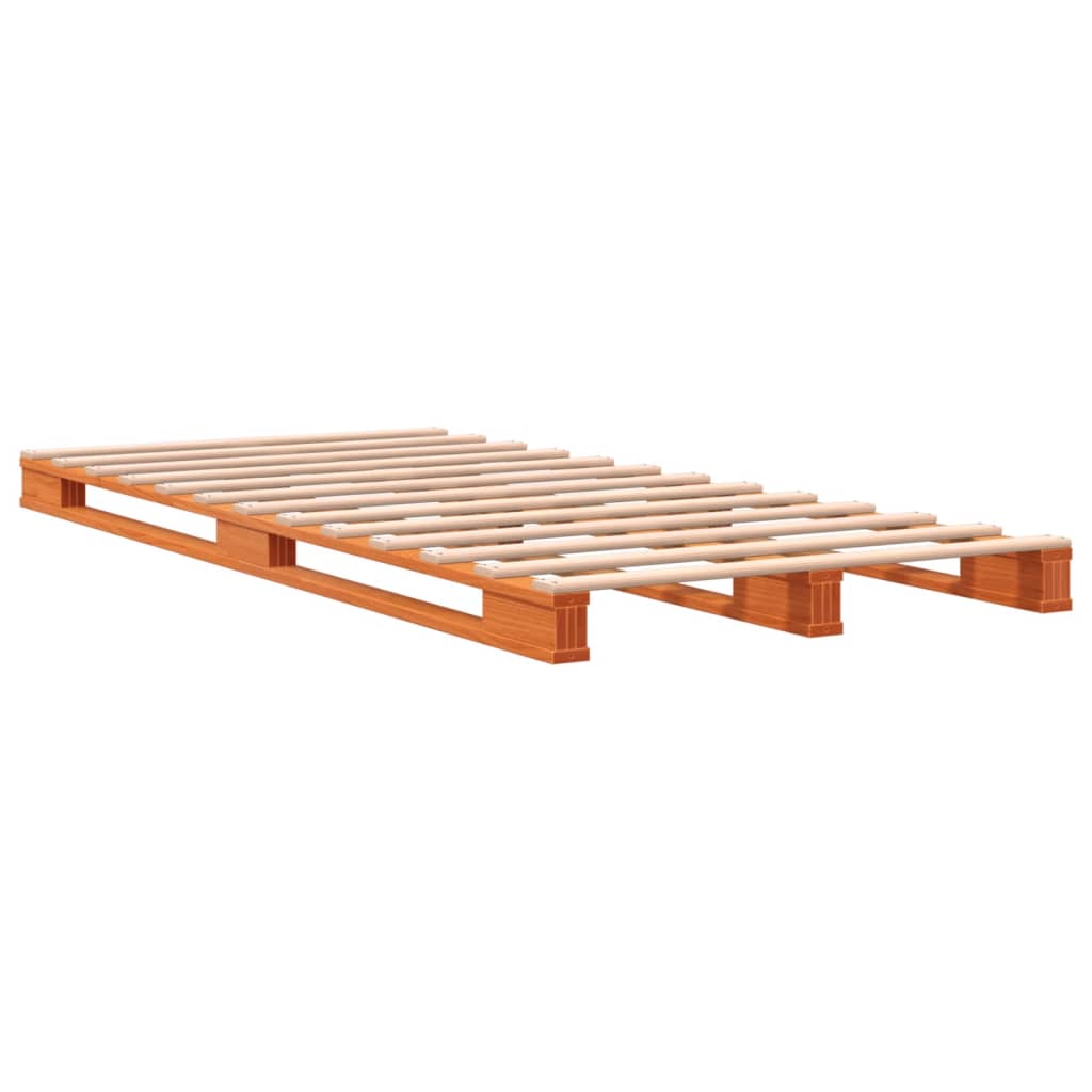 Brown wax wire bed 90x200 cm Solid pine wood