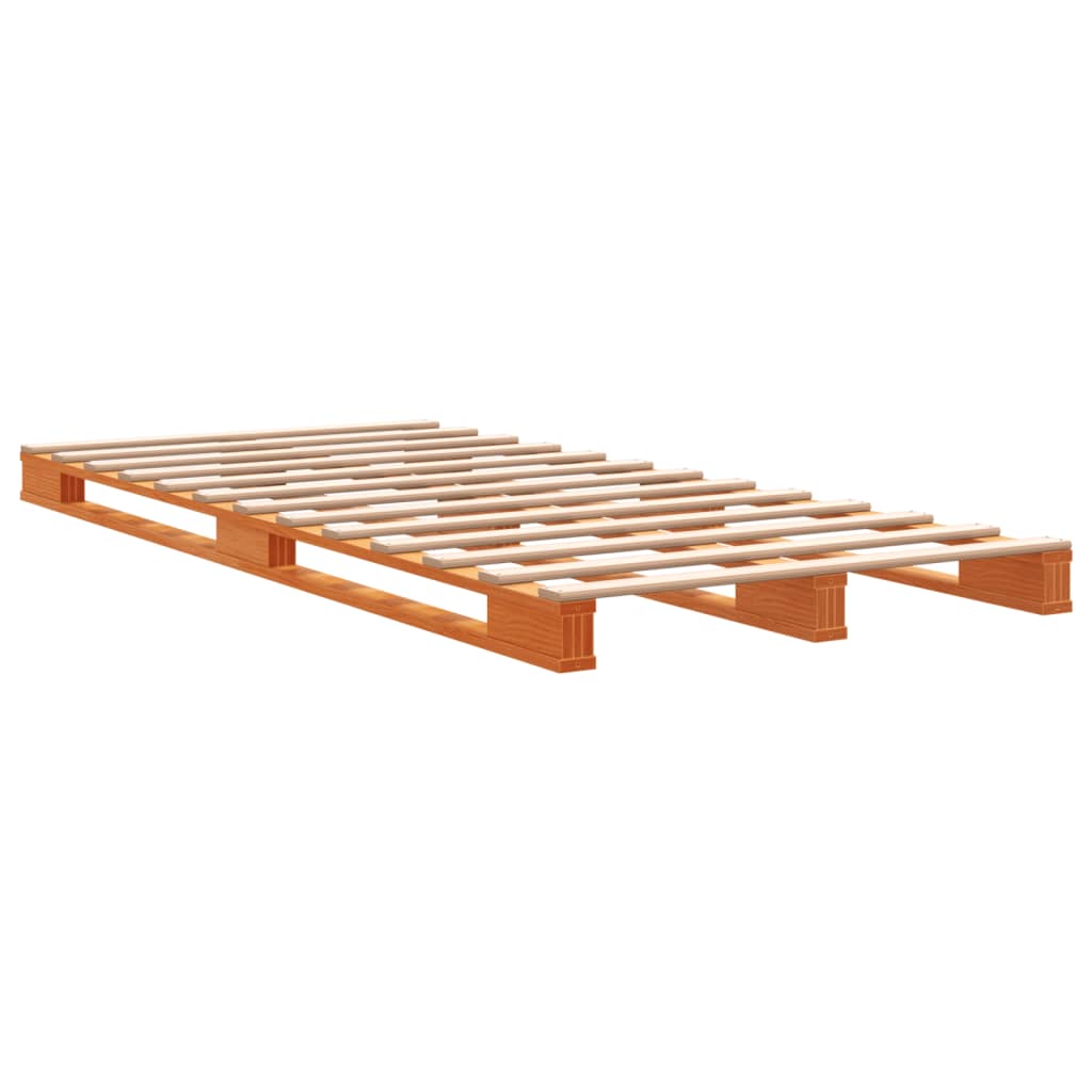 Brown wax wire bed 90x200 cm Solid pine wood